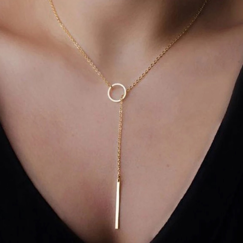 New 316 Stainless Steel Jewelry Circle Lariat Bar
Pendant Women Necklace.